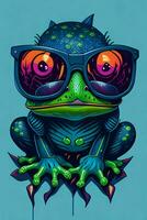 ein detailliert Illustration von ein Pfeil Frosch zum ein T-Shirt Design, Hintergrund, und Mode Design foto