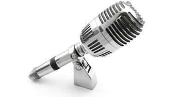 ein Mikrofon. Jahrgang Silber Mikrofon isoliert auf Weiß Hintergrund. generativ ai foto