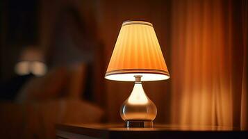 ein Tabelle Lampe Ausgaben warm Licht. Idee zum Innere Design. generativ ai foto