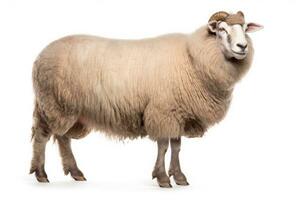 ein Schaf, Norden Land Cheviot Schaf Rasse isoliert auf Weiß Hintergrund. generativ ai foto