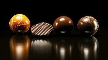 einstellen von Schokolade Süßigkeiten. generativ ai foto