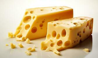 Gelb Käse Block isoliert auf Weiß Hintergrund ai generativ foto