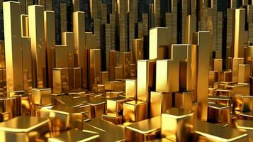 Gold Goldbarren Stapel. Lager Markt Austausch und finanziell Konzept. generativ ai. foto
