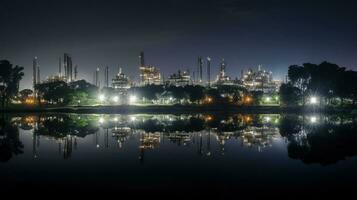 Öl und Gas Industrie Projekt das Raffinerie, industriell Anwesen, generativ ai foto