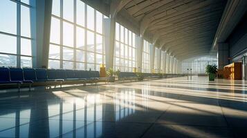 Flughafen Terminal, modern Flughafen Terminal. generativ ai foto