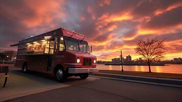 ein Essen LKW. generativ ai foto