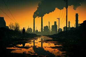 Luft Verschmutzungen kritisch Herausforderung, Branchen von Bedeutung Rolle im Verschlimmerung ai generiert foto