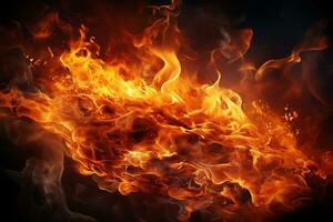 feurig Erweiterung, Illustration von heiß Flamme, Verbreitung lodern, feurig Hintergrund ai generiert foto