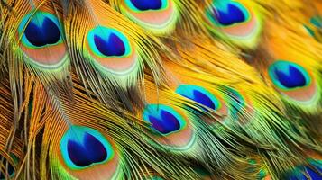 elegant Leder bunt Pfau Feder Hintergrund. generativ ai foto