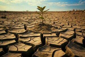 Dürren bewirken Bäume geknackt Boden ai generiert foto