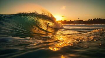 sehr interessant Meer Wellen zum Surfen, ai generativ foto