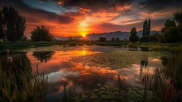 Beste beschwingt Sonnenaufgang Landschaft Fotografie immer, generativ ai foto