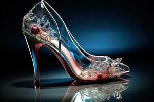 Kristall hochhackig Schuhe, edel, oben Klasse, Seide Dekoration. generativ ai foto
