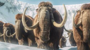 wollig Mammuts. Elefant Mammut. generativ ai foto