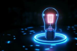 holographisch elektrisch Lampe, ein Botschaft Leuchtfeuer im das Digital Raum ai generiert foto