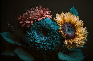 Blume Leistung botanisch Banner zum Hochzeiten und Mehr generativ ai foto