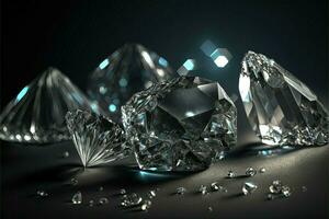 Kristall klar ein transparent und reflektierend glänzend Diamant Hintergrund generativ ai Technologie foto