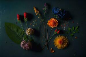tropisch Blätter und Blumen- Banner zum Herrlich Designs generativ ai foto