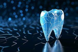 stilvoll Dental Klinik Bilder, abstrakt niedrig poly Design im Blau ai generiert foto
