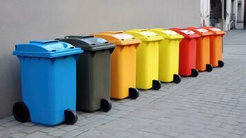 Verwertung von Müll, Abfall. ökologisch Konzept von trennen Sammlung. ai generiert. foto