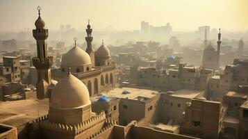 islamisch Kairo historisch die Architektur von Ägypten. UNESCO Erbe von Zivilisation. ai generiert. foto
