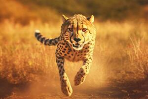 ein Gepard Laufen im das wild. Gepard. generativ ai foto