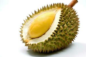 Durian Obst isoliert auf Weiß Hintergrund. Obst König. isoliert auf Weiß Hintergrund. generativ ai foto