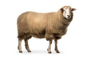 ein Schaf, Norden Land Cheviot Schaf Rasse isoliert auf Weiß Hintergrund. generativ ai foto