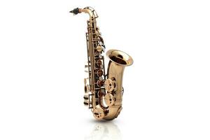 Saxophon isoliert auf Weiß Hintergrund. Musik- Konzept. generativ ai foto