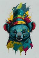 ein detailliert Illustration von ein Koala zum ein T-Shirt Design, Hintergrund, und Mode foto