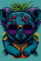 ein detailliert Illustration von ein Koala zum ein T-Shirt Design, Hintergrund, und Mode foto