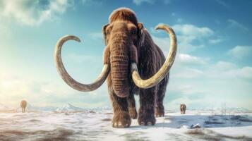 ein prähistorisch Mammut im Eis Alter. Elefant Mammut. generativ ai foto