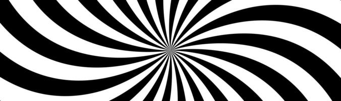 schwarz und Weiß Spiral- Header. wirbelnd radial Muster. abstrakt Vektor Illustration Banner foto