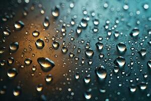 Regen Tropfen auf das Glas. generativ ai. foto