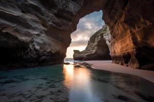 versteckt Alkoven Strandlandschaft generativ ai foto