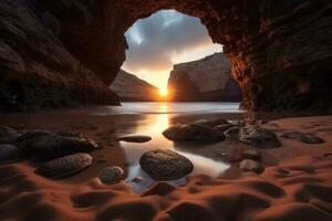 versteckt Alkoven Strandlandschaft generativ ai foto