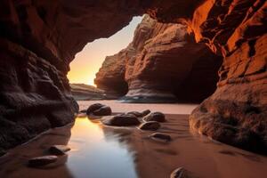 versteckt Alkoven Strandlandschaft generativ ai foto