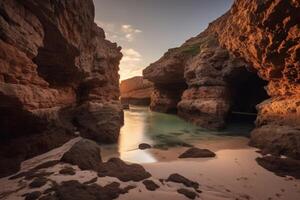 versteckt Alkoven Strandlandschaft generativ ai foto