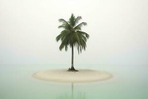 Palme Baum mit szenisch Seelandschaft Hintergrund generativ ai foto