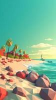 Low-Poly Sommer- Strandlandschaft generativ ai foto