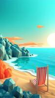 Low-Poly Sommer- Strandlandschaft generativ ai foto