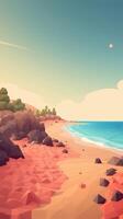 Low-Poly Sommer- Strandlandschaft generativ ai foto