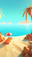 Low-Poly Sommer- Strandlandschaft generativ ai foto