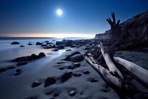 szenisch dunkel Strandlandschaft generativ ai foto