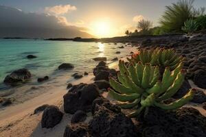 szenisch tropisch Strandlandschaft generativ ai foto