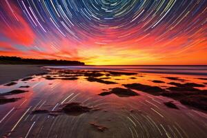 szenisch Dämmerung Strandlandschaft generativ ai foto