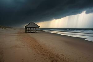 stürmisch Wetter Strandlandschaft generativ ai foto