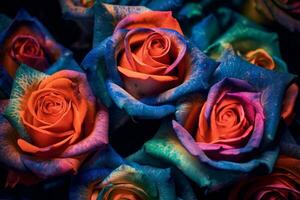 beschwingt mehrfarbig Rosen Textur Hintergrund generativ ai foto