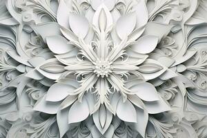 ein Weiß Blume gemacht aus von Papier ist im das Mitte von ein Mauer generativ ai foto