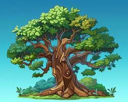 ein Illustration von ein Karikatur Baum generativ ai foto